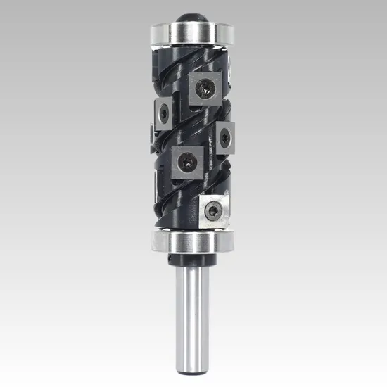 Spiral Trim Router Bit — Dual Guide Bearings Interchangeable Multi-Insert Edge Profiling Cutter